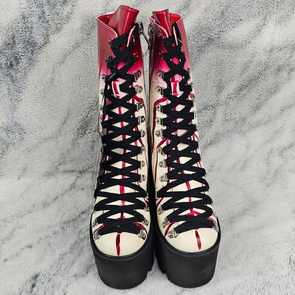 Dolls Kill Trickz N Treatz 10 Dripping Blood Scream Queen Platform Traitor Boots - Picture 2 of 12